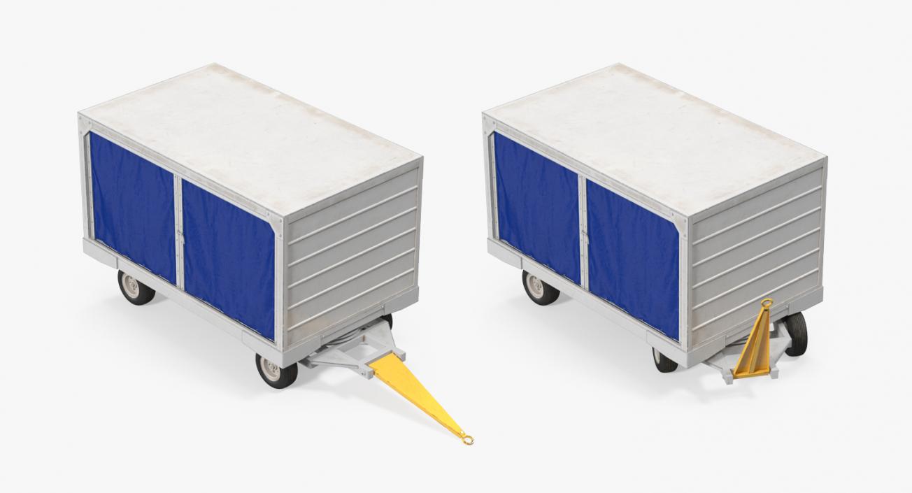 3D model Airport Baggage Cart Covered Rigged