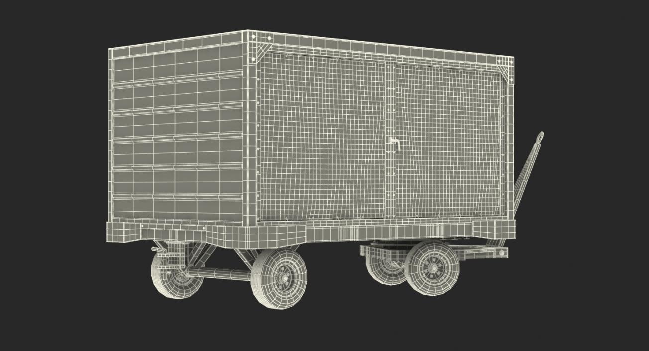 3D model Airport Baggage Cart Covered Rigged