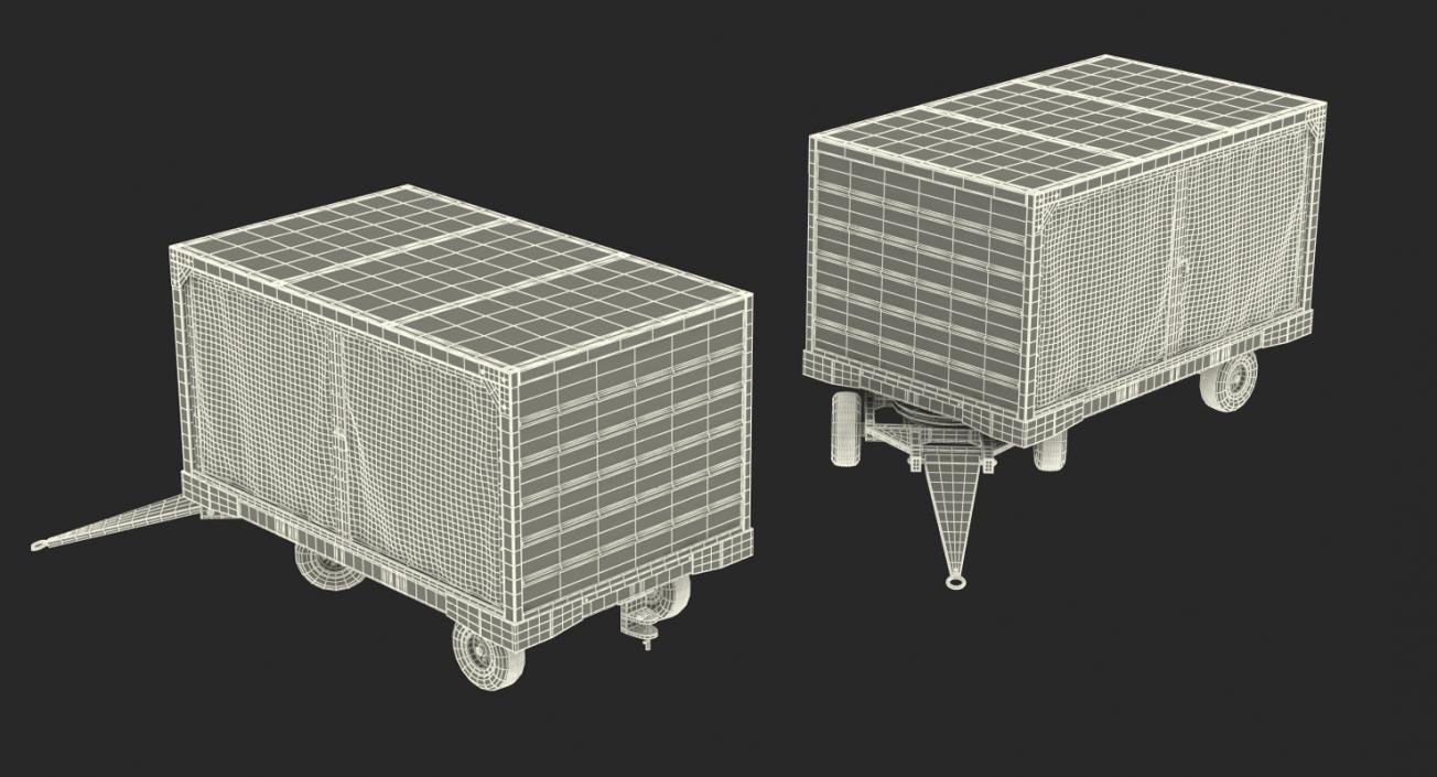 3D model Airport Baggage Cart Covered Rigged