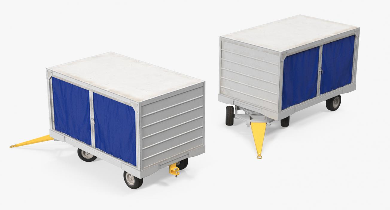 3D model Airport Baggage Cart Covered Rigged