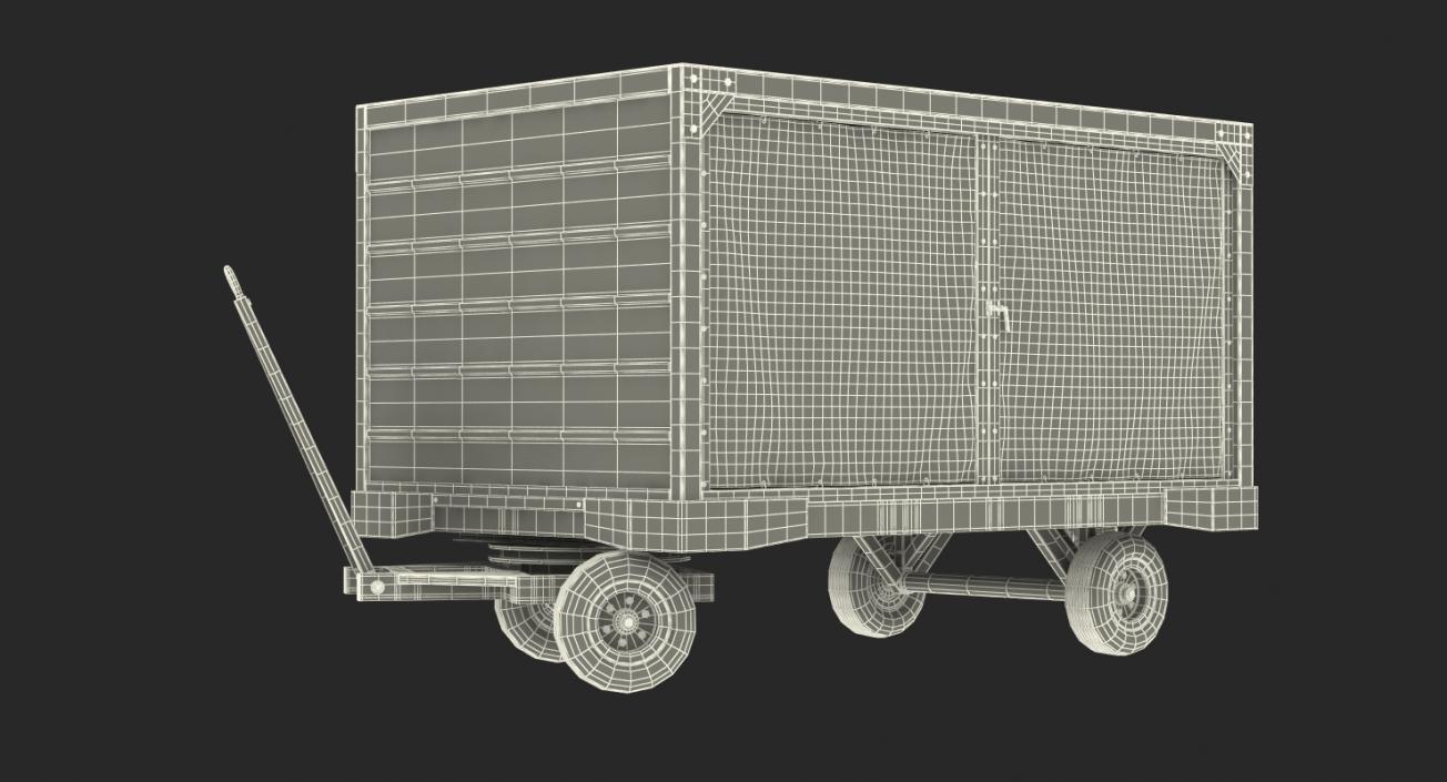 3D model Airport Baggage Cart Covered Rigged