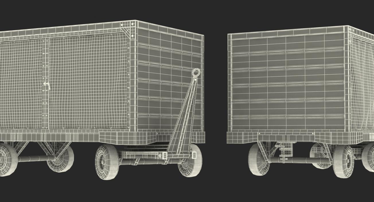 3D model Airport Baggage Cart Covered Rigged