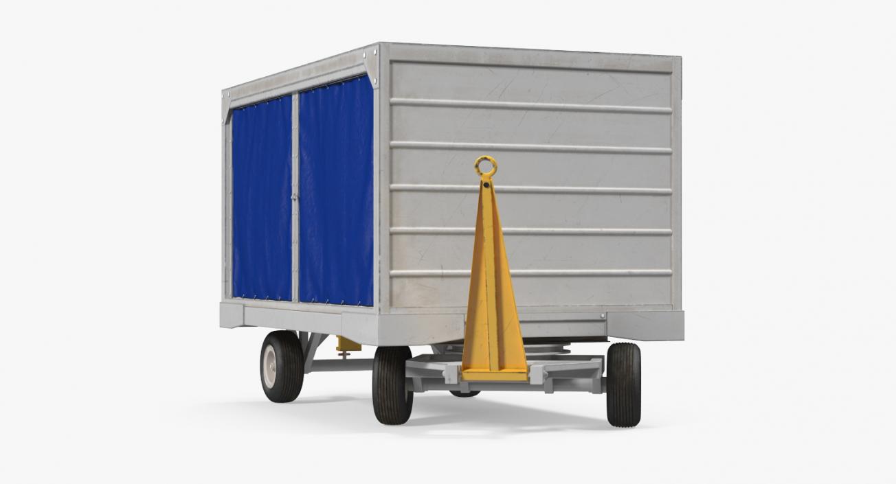 3D model Airport Baggage Cart Covered Rigged