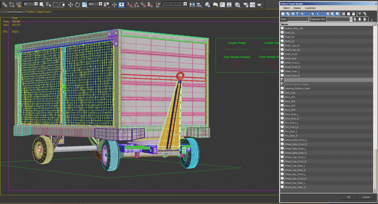 3D model Airport Baggage Cart Covered Rigged