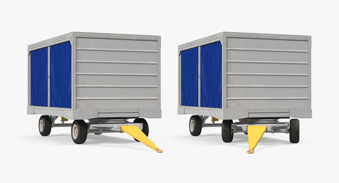 3D model Airport Baggage Cart Covered Rigged