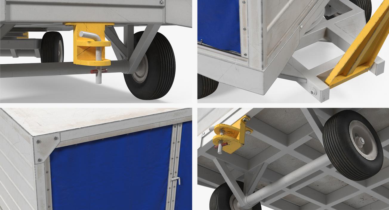 3D model Airport Baggage Cart Covered Rigged