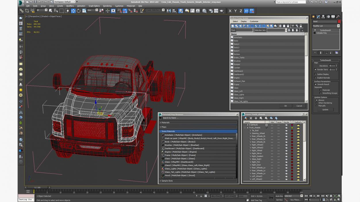 Crew Cab Chassis Truck Generic Simple Interior1 3D