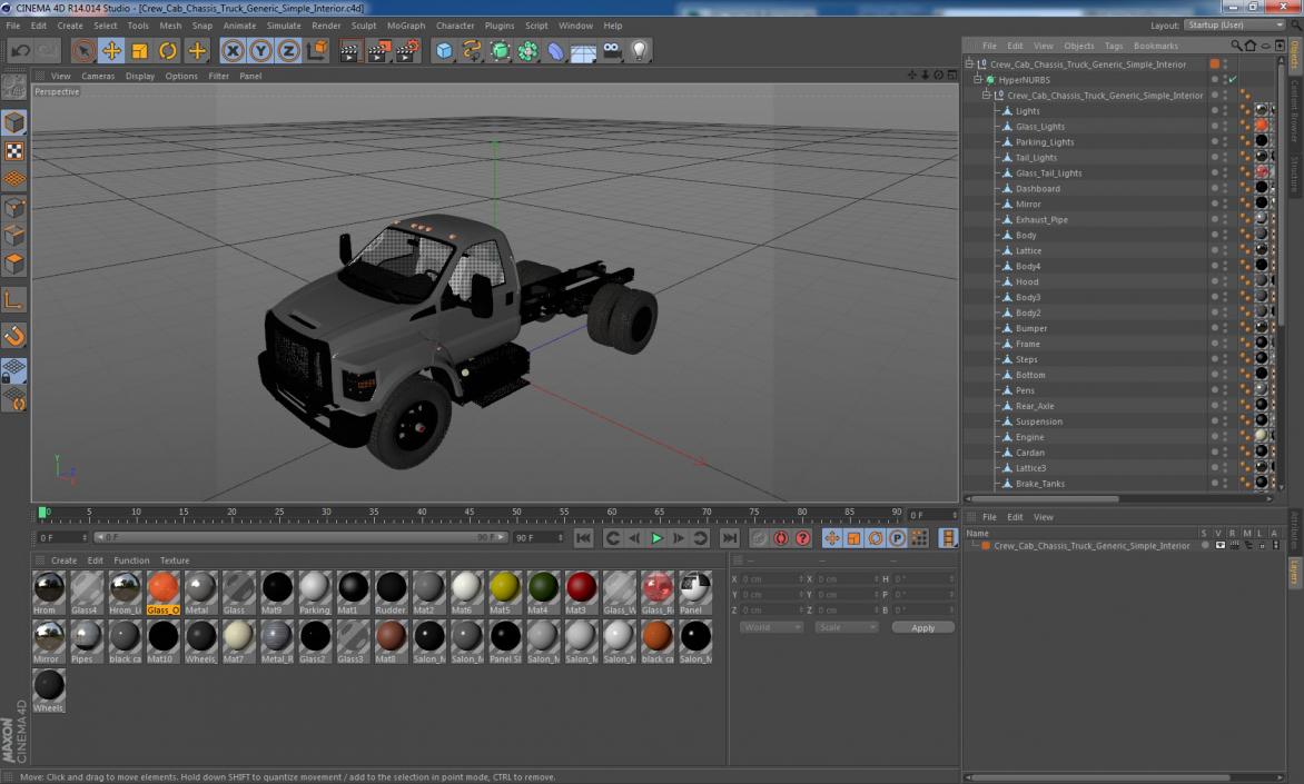 Crew Cab Chassis Truck Generic Simple Interior1 3D