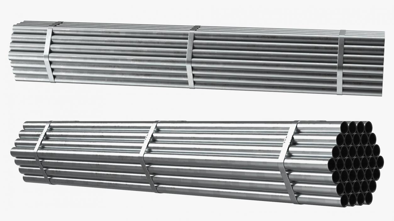 Steel Pipes Bundle 2 Meters 2 3D model