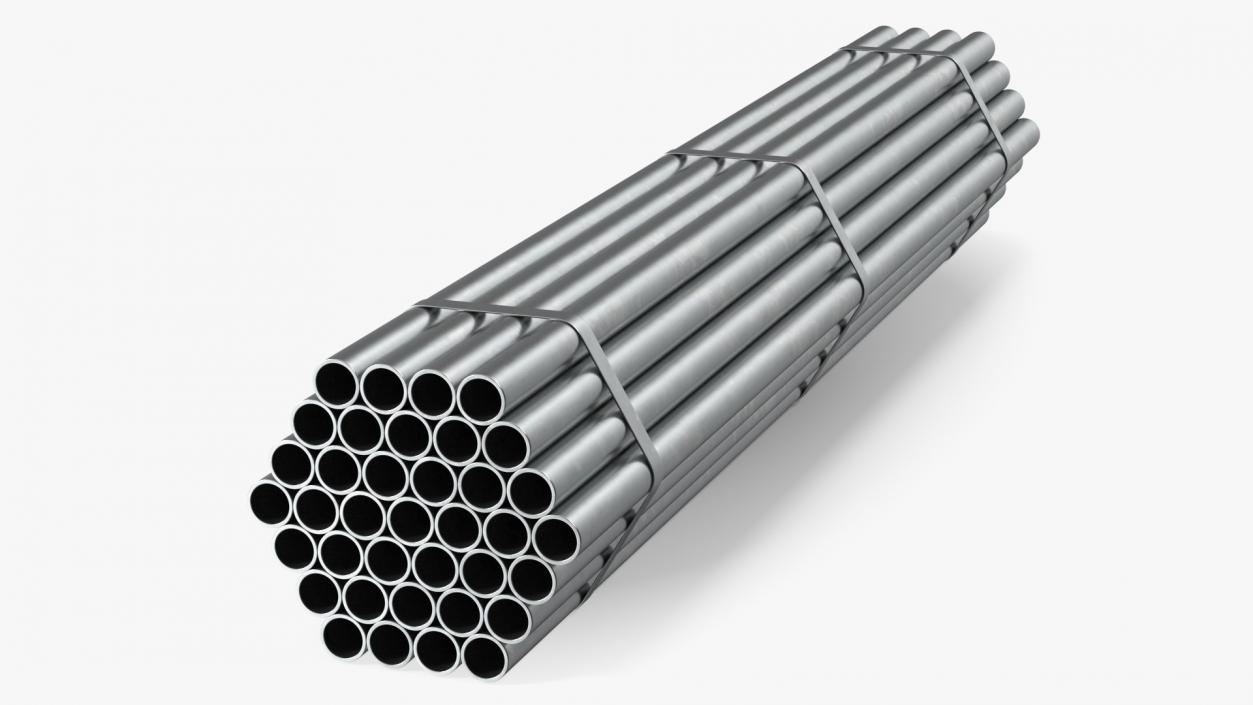 Steel Pipes Bundle 2 Meters 2 3D model