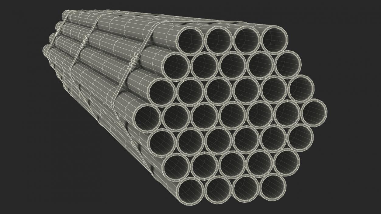 Steel Pipes Bundle 2 Meters 2 3D model