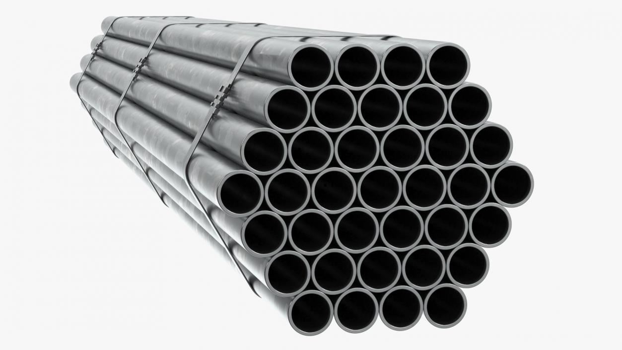 Steel Pipes Bundle 2 Meters 2 3D model