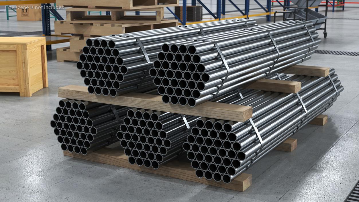 Steel Pipes Bundle 2 Meters 2 3D model