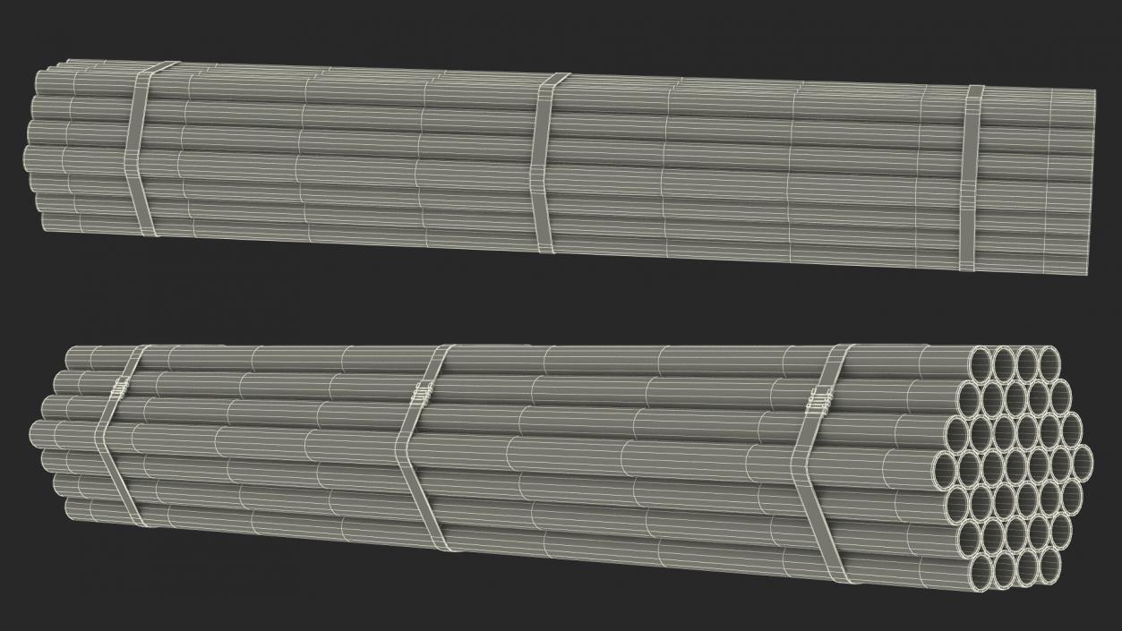 Steel Pipes Bundle 2 Meters 2 3D model