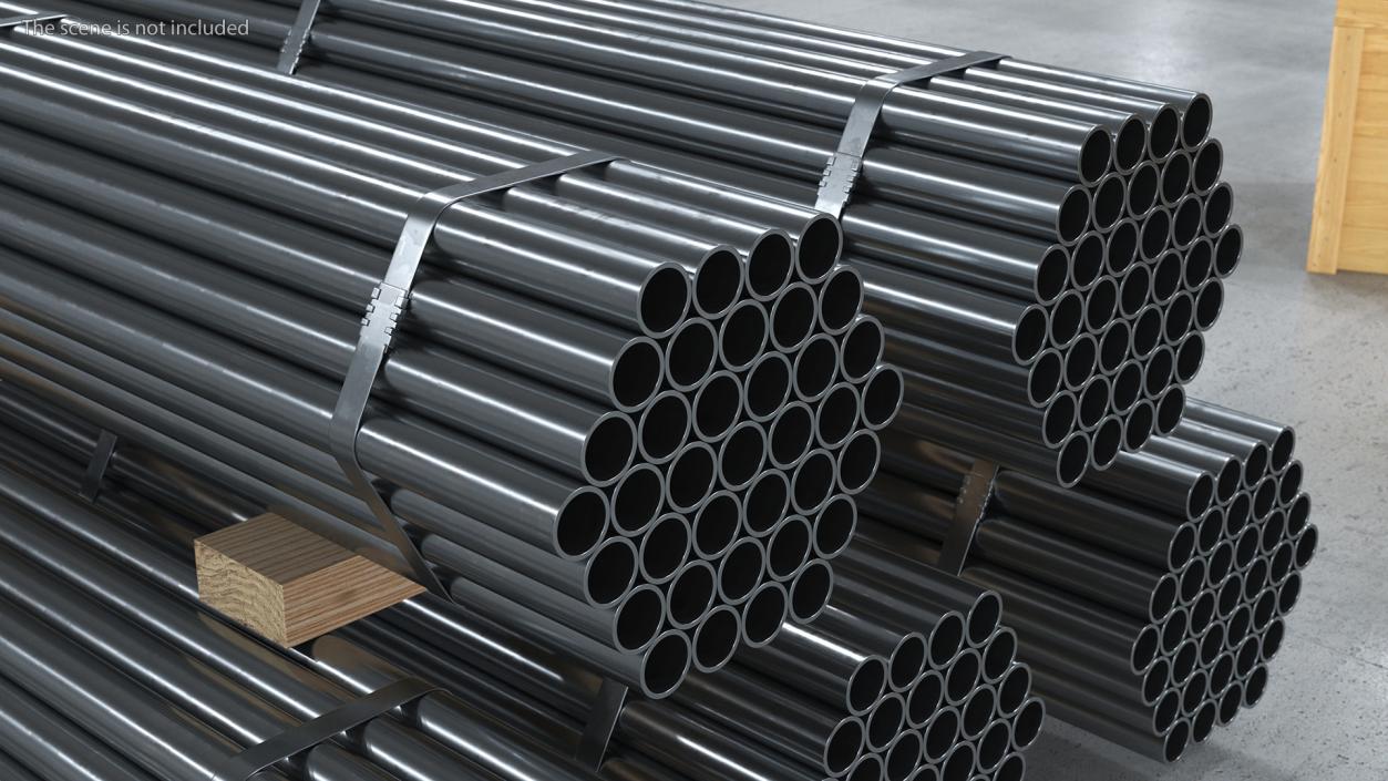 Steel Pipes Bundle 2 Meters 2 3D model