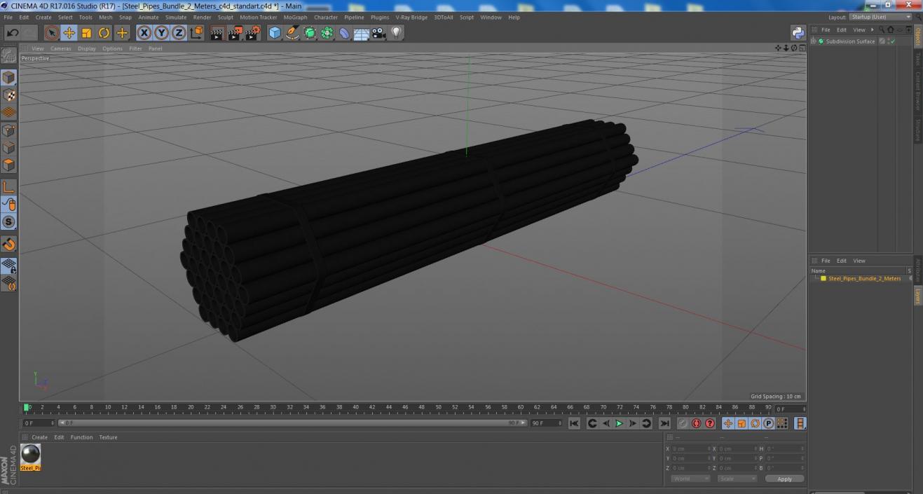 Steel Pipes Bundle 2 Meters 2 3D model