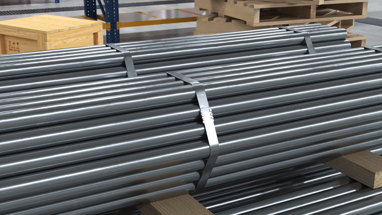 Steel Pipes Bundle 2 Meters 2 3D model