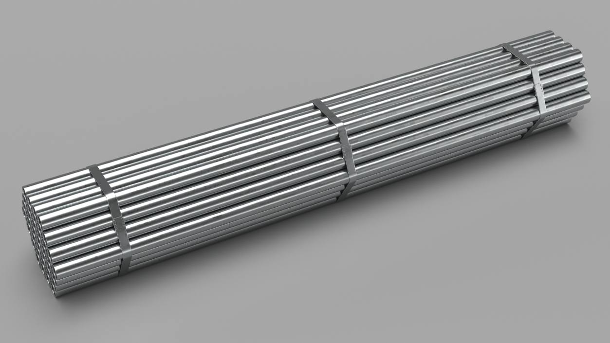 Steel Pipes Bundle 2 Meters 2 3D model