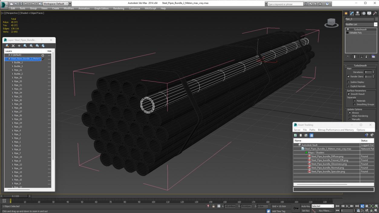 Steel Pipes Bundle 2 Meters 2 3D model