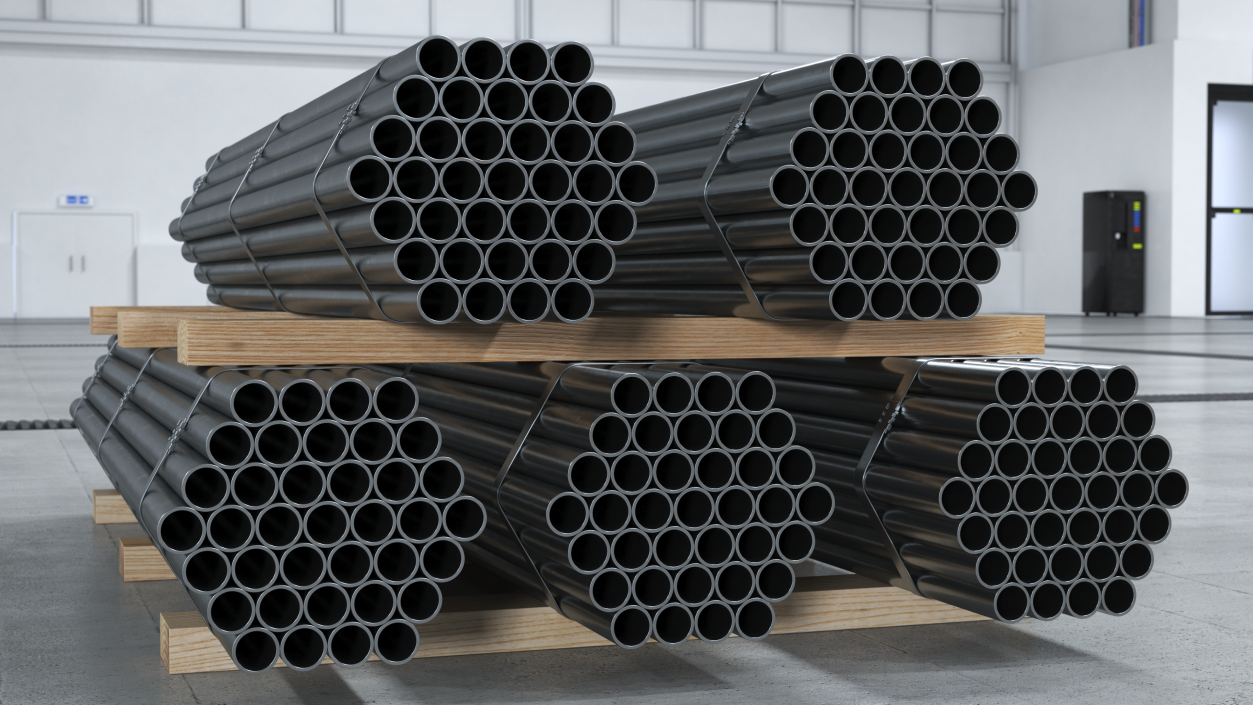 Steel Pipes Bundle 2 Meters 2 3D model