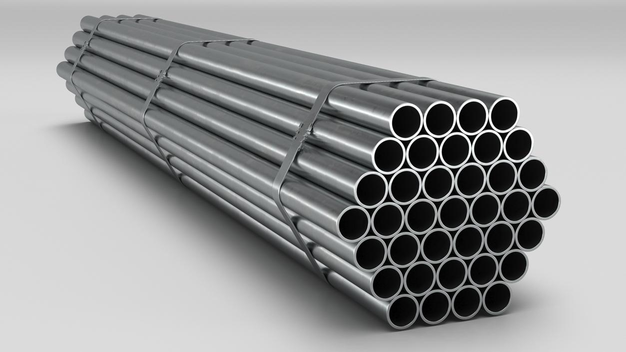 Steel Pipes Bundle 2 Meters 2 3D model