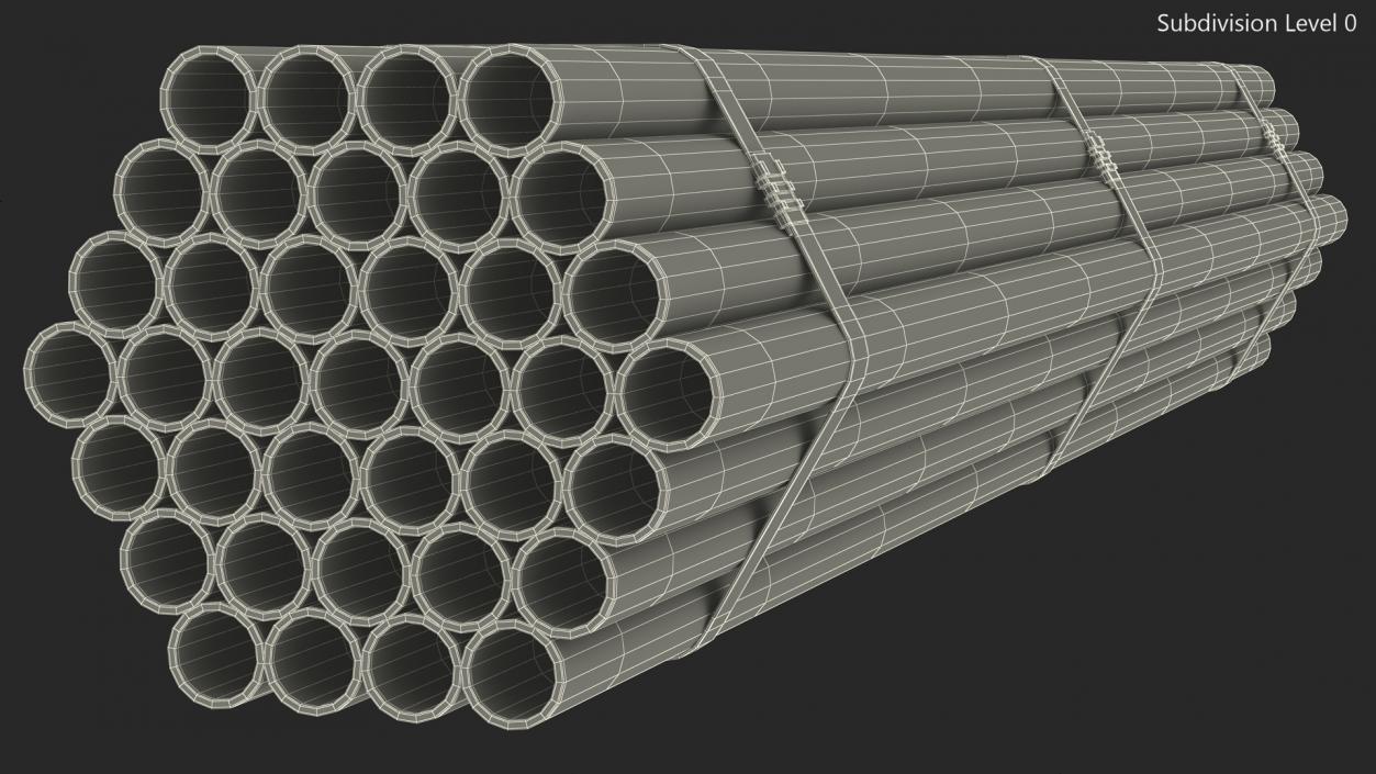 Steel Pipes Bundle 2 Meters 2 3D model