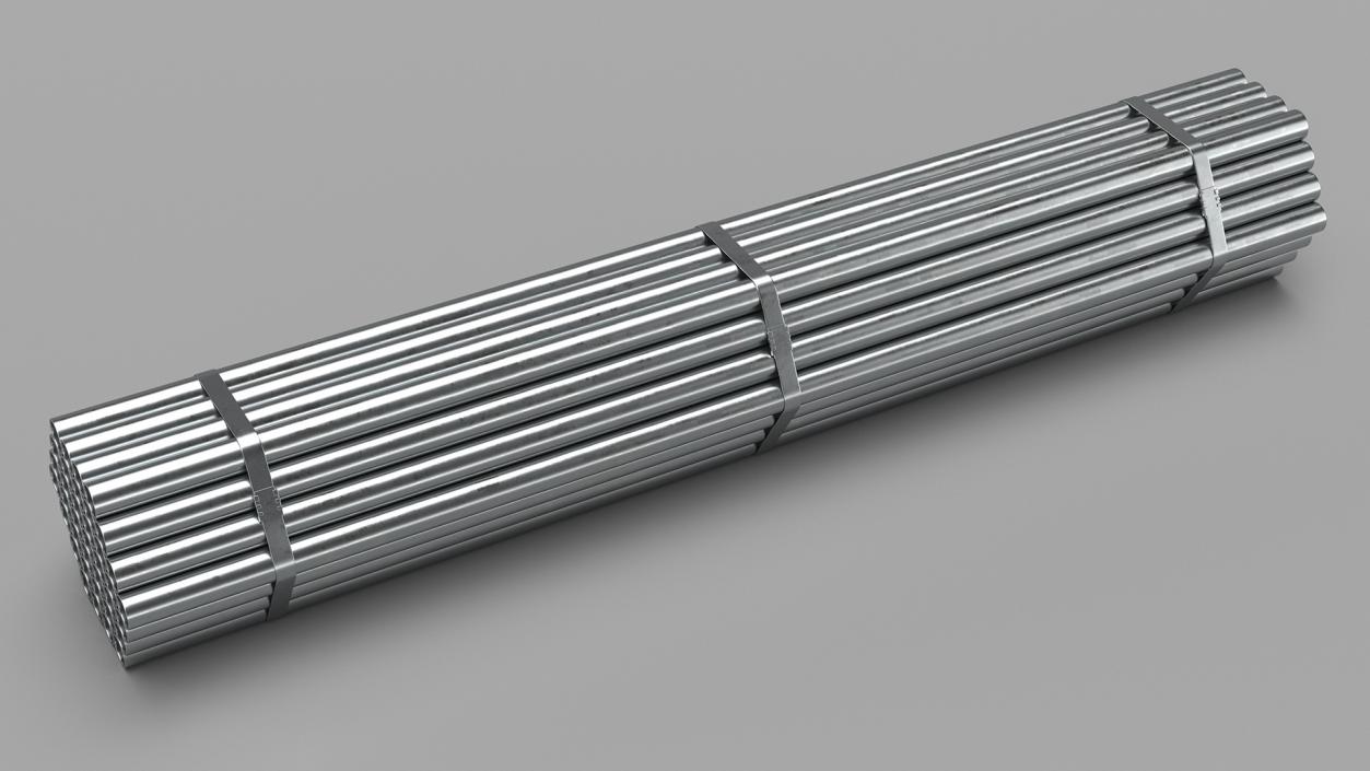 Steel Pipes Bundle 2 Meters 2 3D model