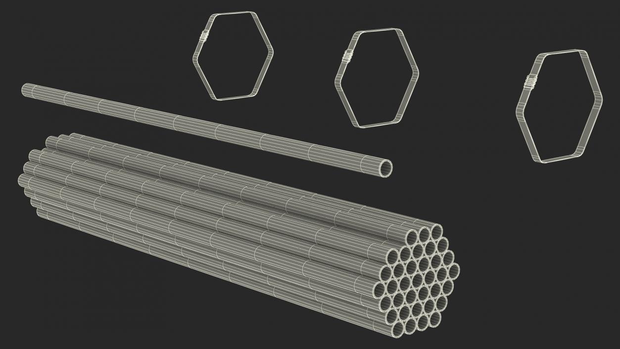 Steel Pipes Bundle 2 Meters 2 3D model