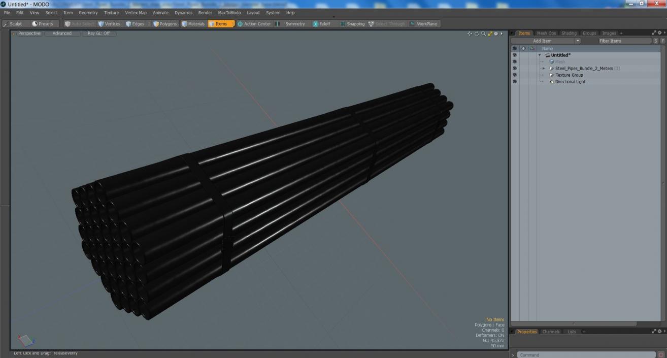 Steel Pipes Bundle 2 Meters 2 3D model