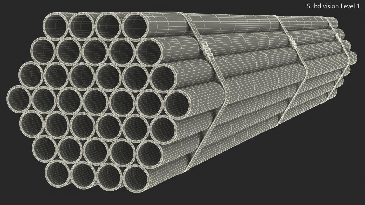 Steel Pipes Bundle 2 Meters 2 3D model