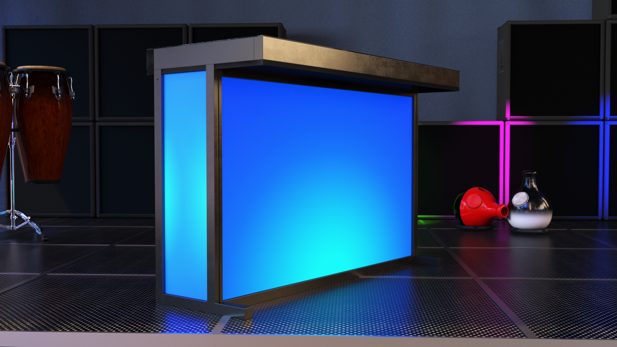 DJ Stand with Blue Lighting 2 3D model