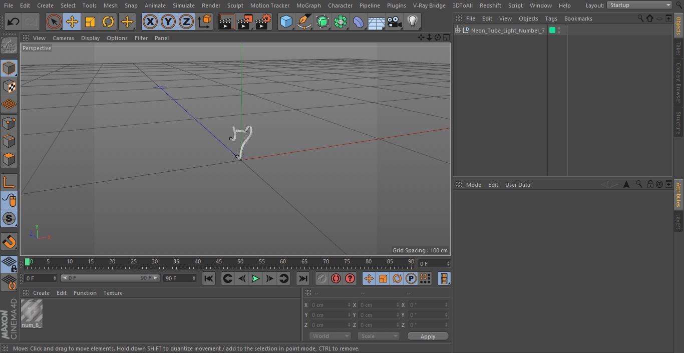 Neon Tube Light Number 7 3D model