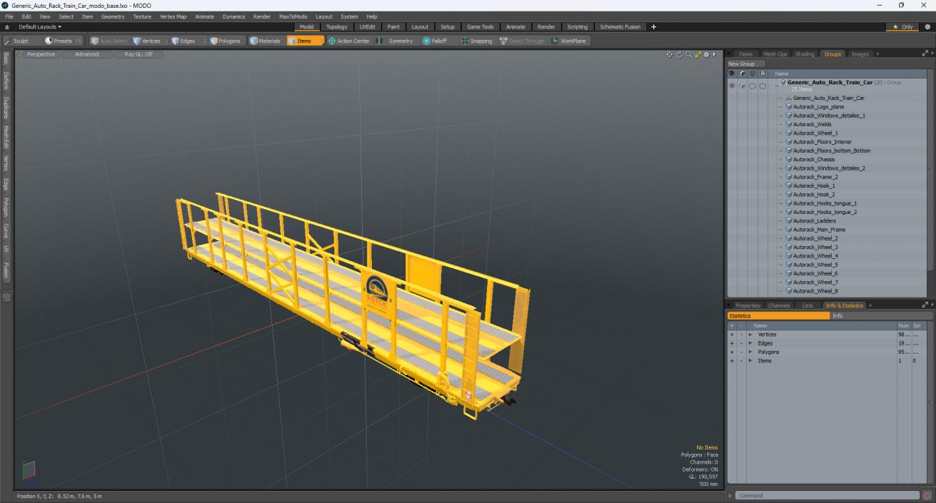 Generic Auto Rack Train Car 3D