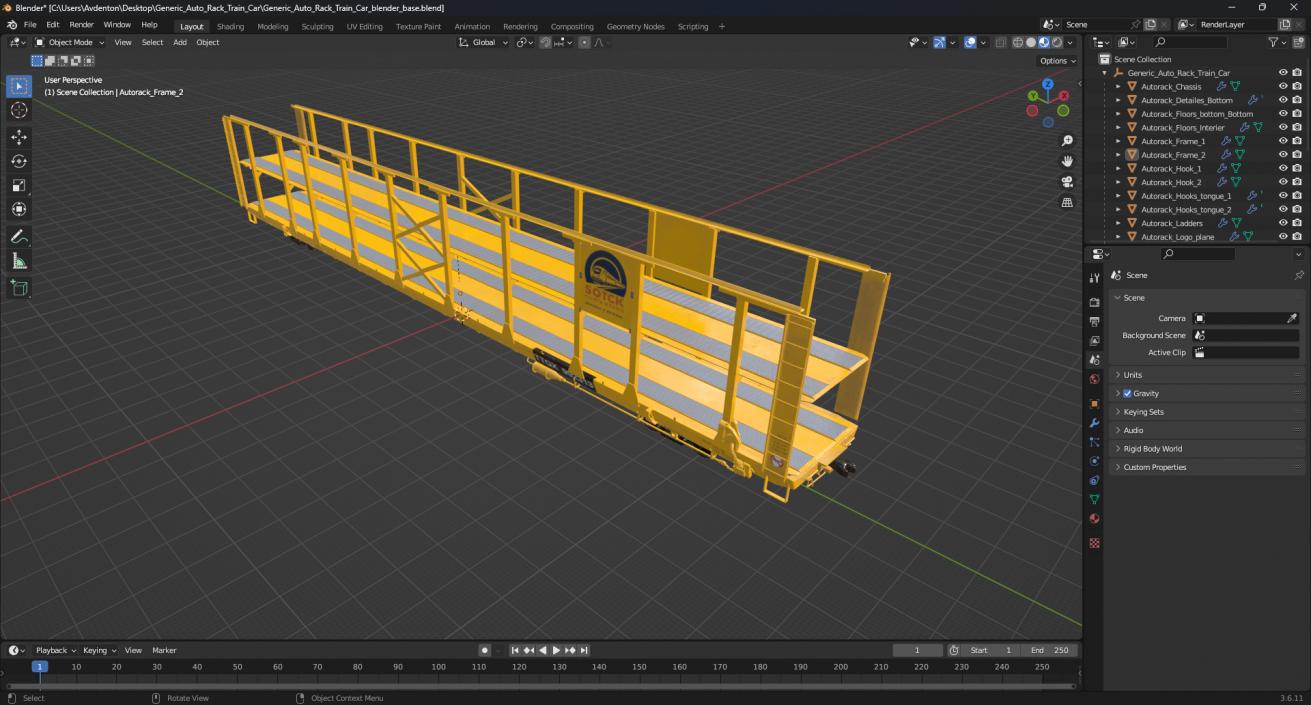 Generic Auto Rack Train Car 3D