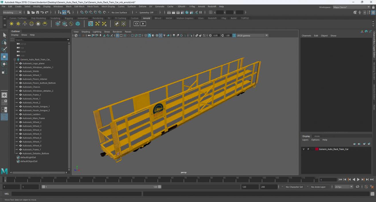 Generic Auto Rack Train Car 3D