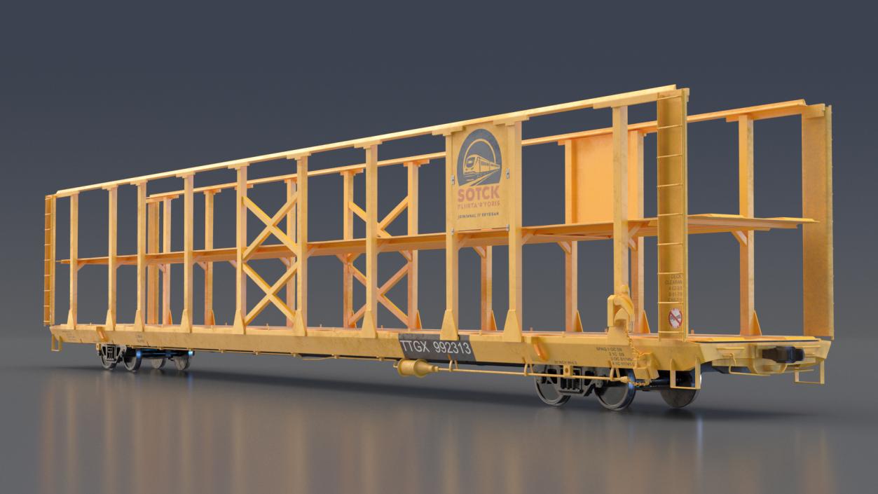 Generic Auto Rack Train Car 3D