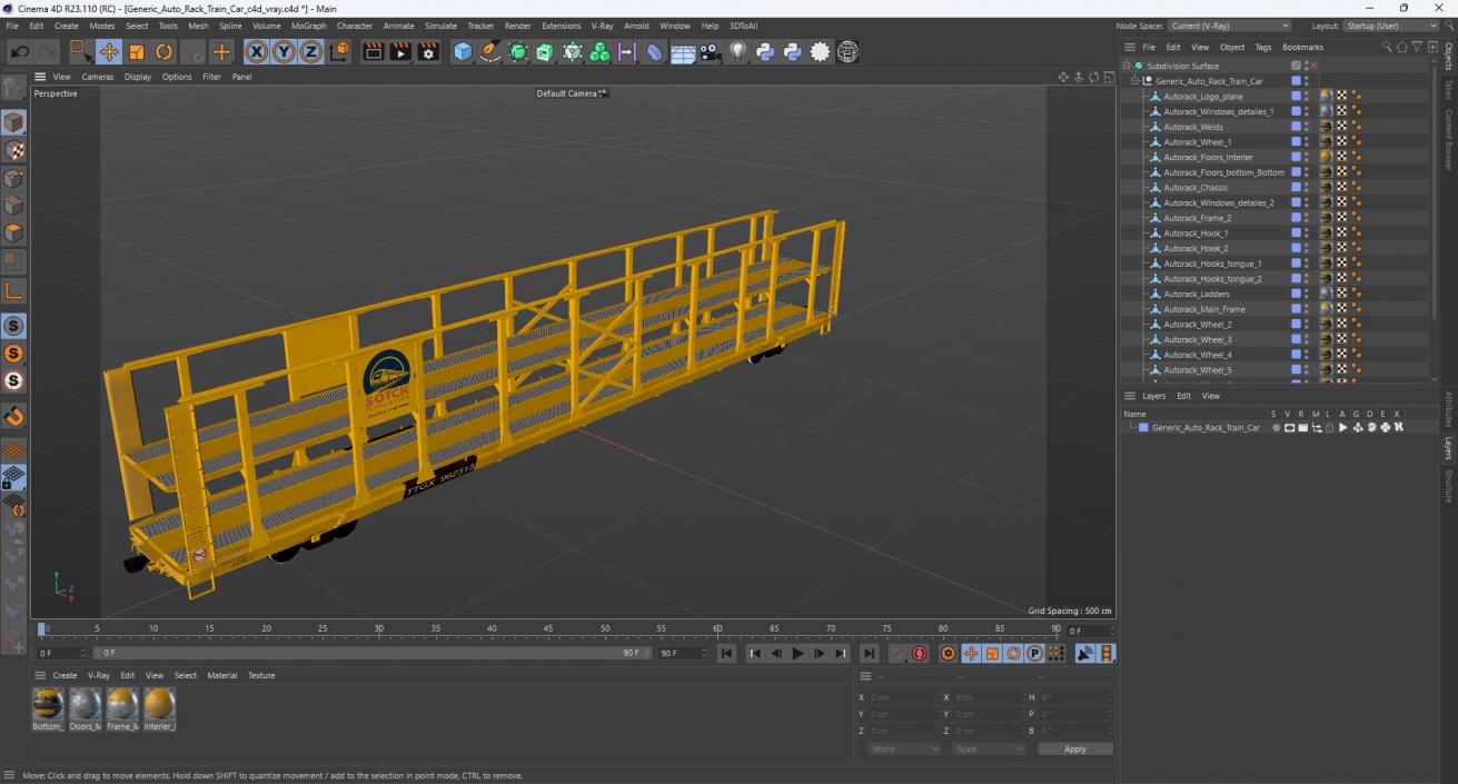 Generic Auto Rack Train Car 3D