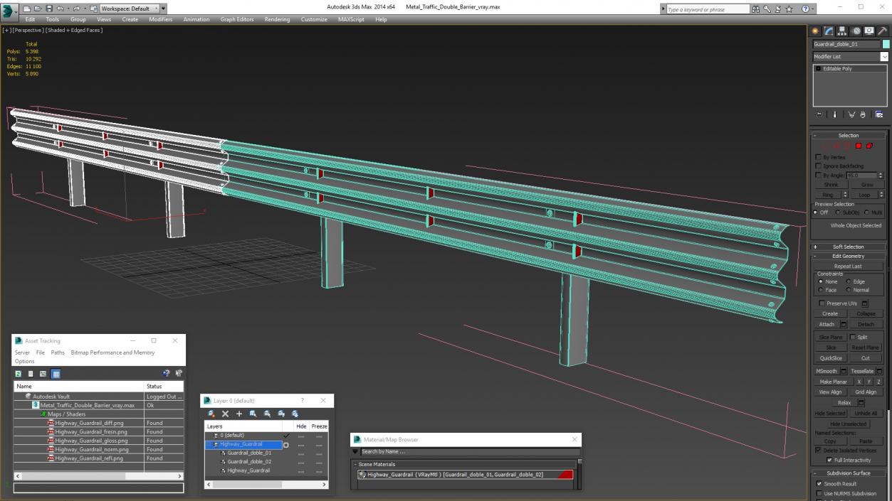 3D Metal Traffic Double Barrier model