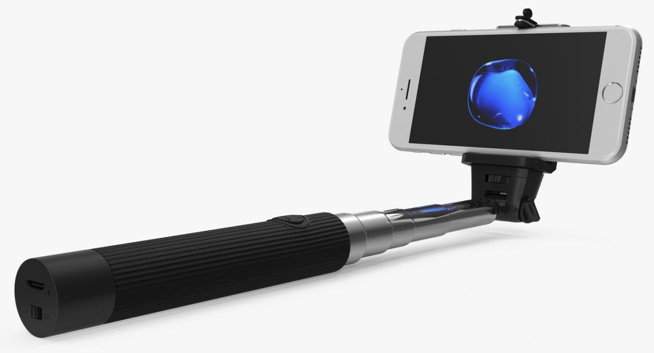 Selfie Stick Monopod with Iphone 7 3D model