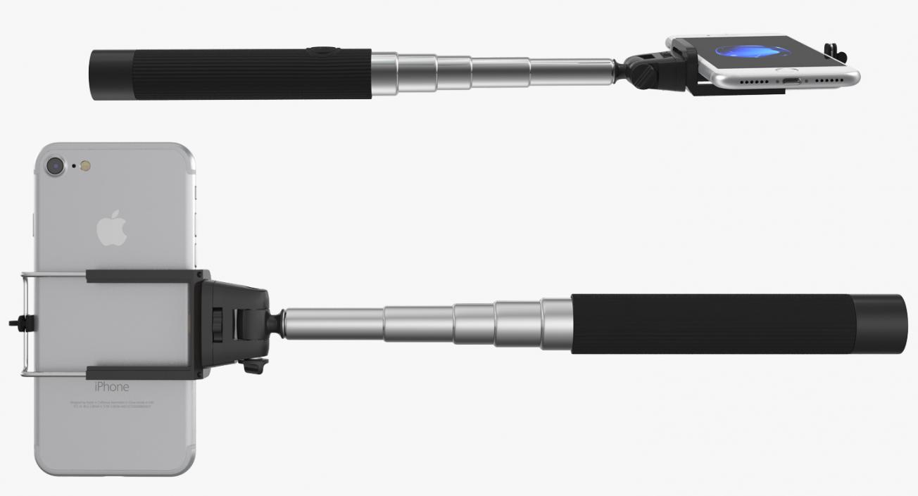 Selfie Stick Monopod with Iphone 7 3D model