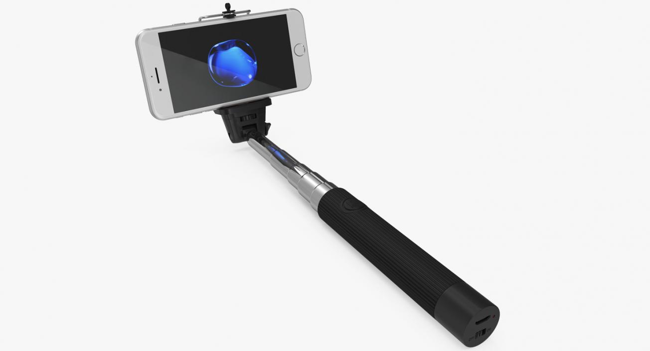 Selfie Stick Monopod with Iphone 7 3D model