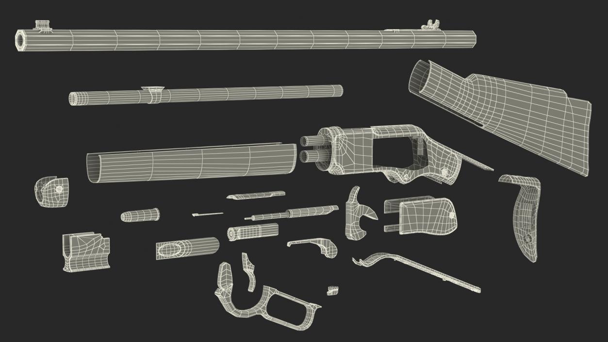 Winchester Model 1873 Lever Action Rifle Rigged 3D