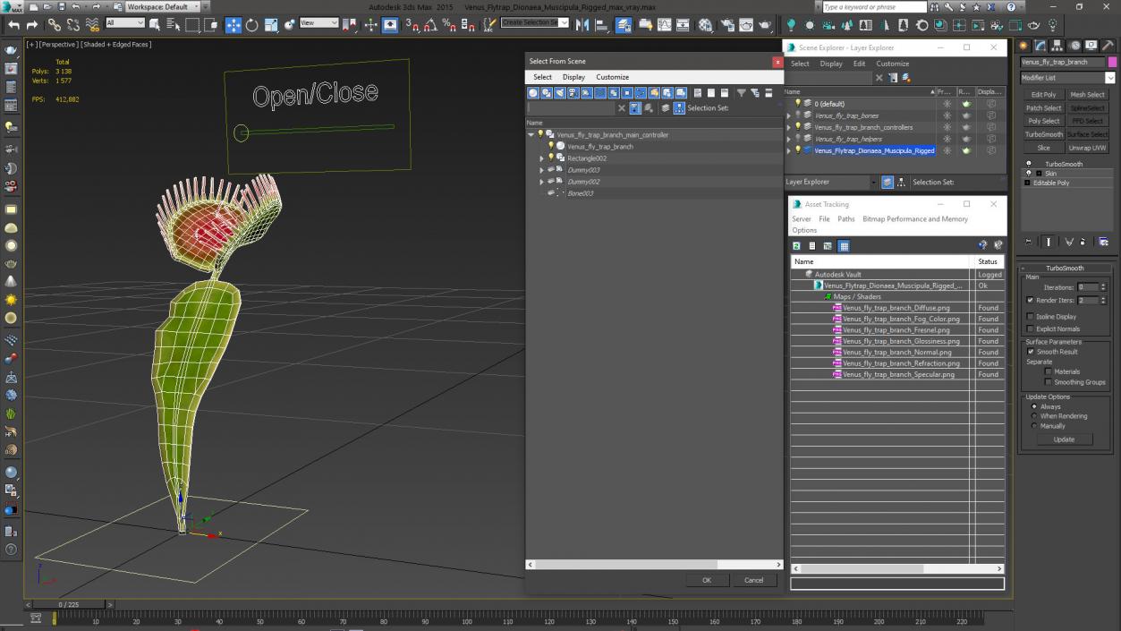 3D Venus Flytrap Dionaea Muscipula Rigged model