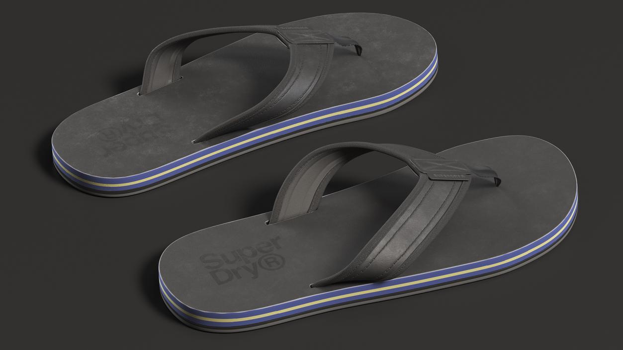 3D model Flip Flops Superdry Black