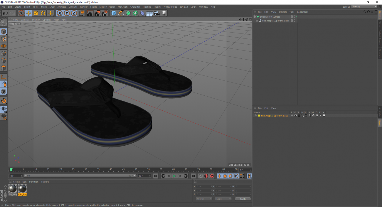 3D model Flip Flops Superdry Black