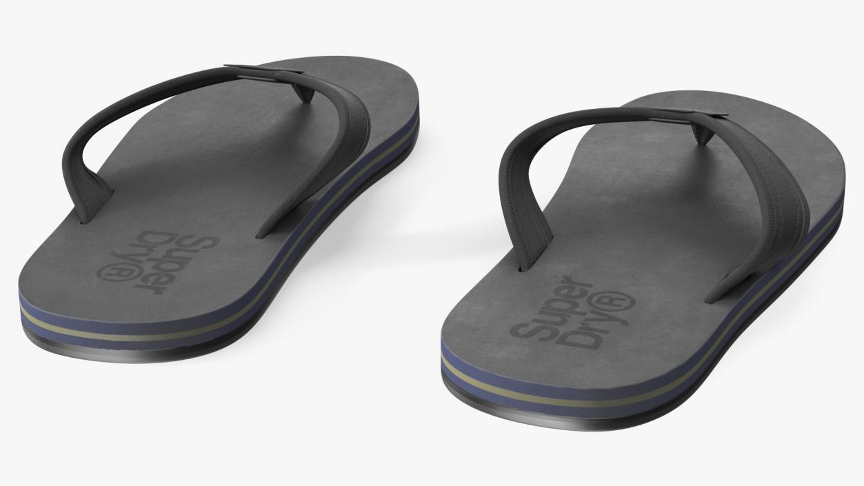 3D model Flip Flops Superdry Black