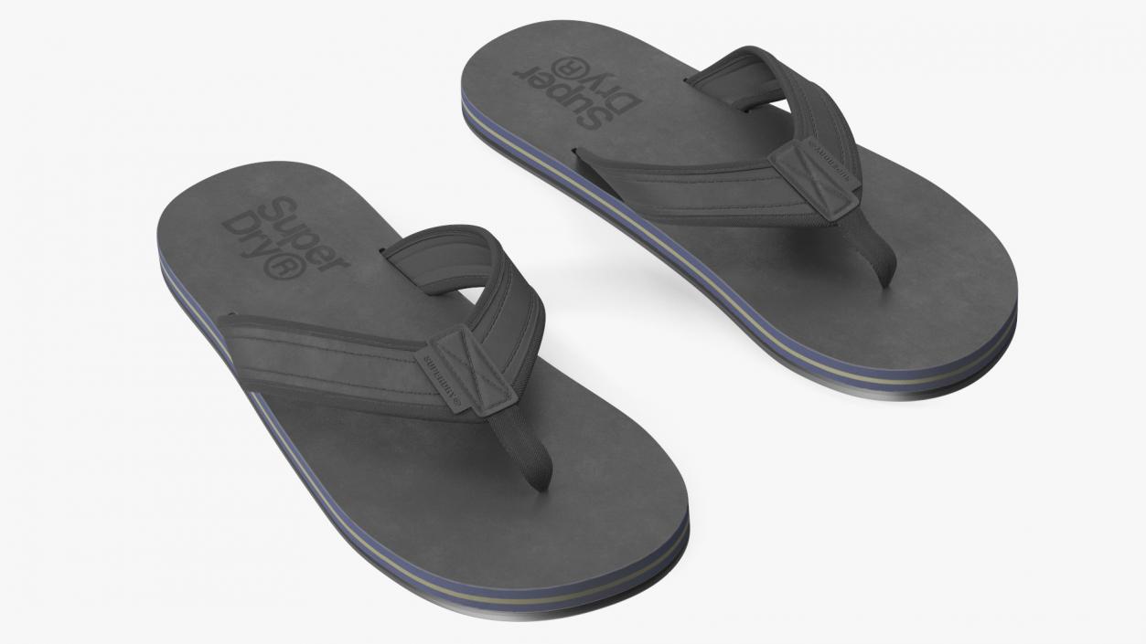 3D model Flip Flops Superdry Black