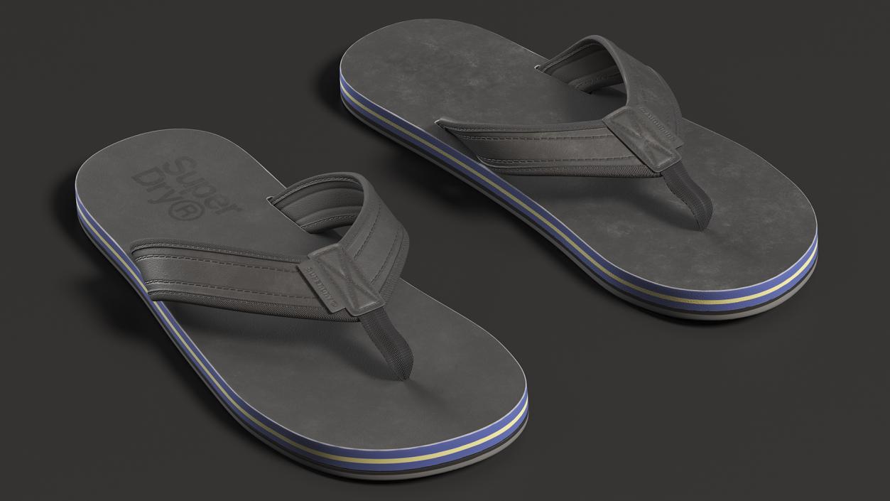 3D model Flip Flops Superdry Black