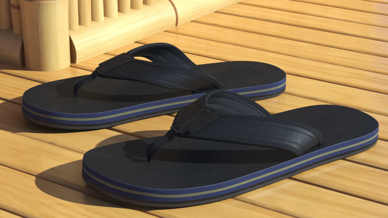 3D model Flip Flops Superdry Black