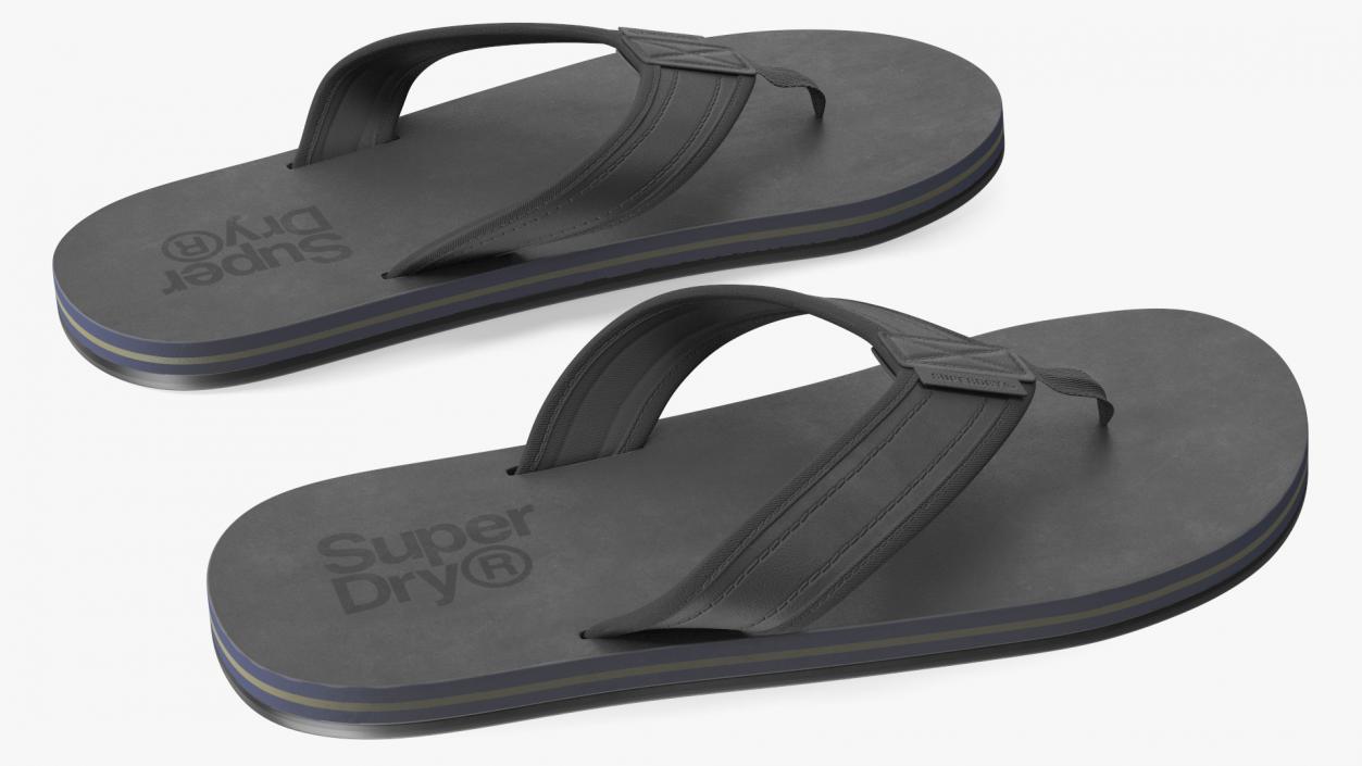 3D model Flip Flops Superdry Black